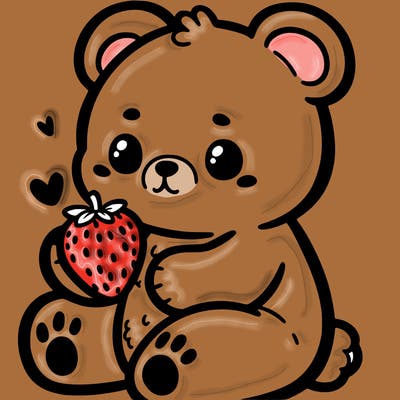 cute bear with strawberry