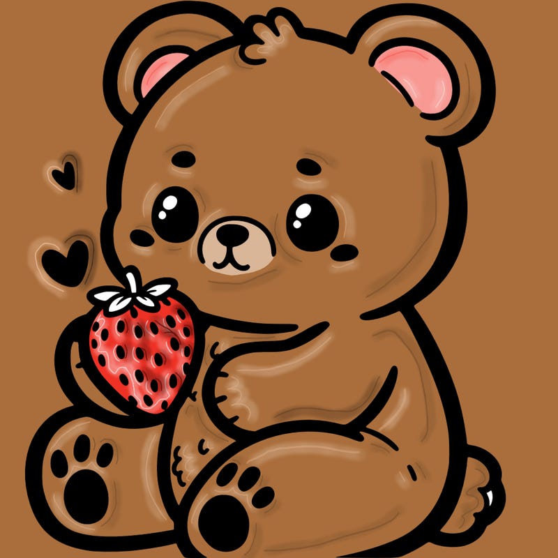 cute bear with strawberry