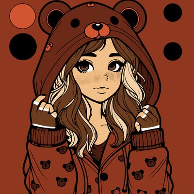 realistic girl in a animal pjs hoodie