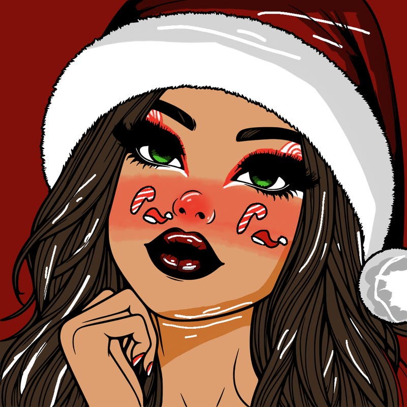 realistic christmas girl with lips