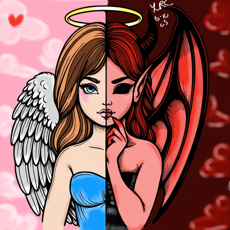 realistic angel half demon