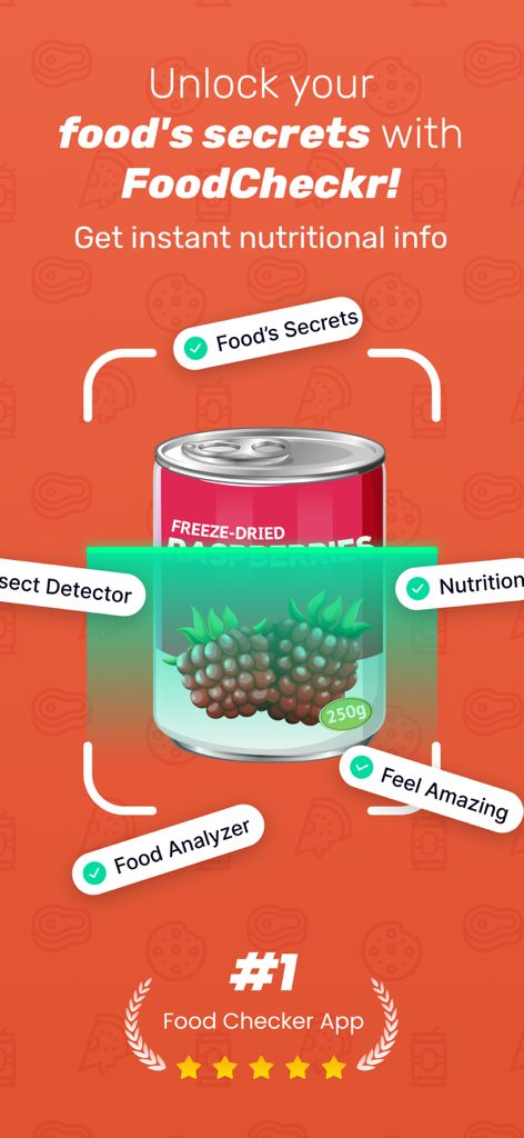 FoodCheckr: food scanner - FoodCheckr app scanning a food product to provide nutritional information and ingredient analysis