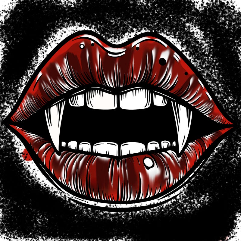 lips with vampire teeth