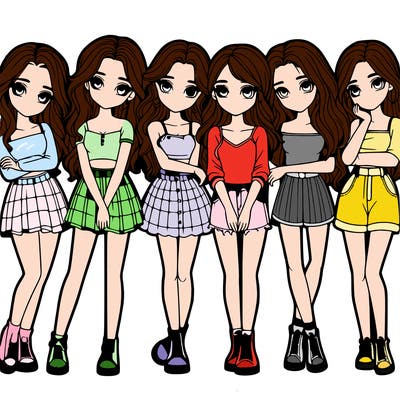 a group of girls realistic