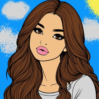 realistic girl with hair on her hair and lips