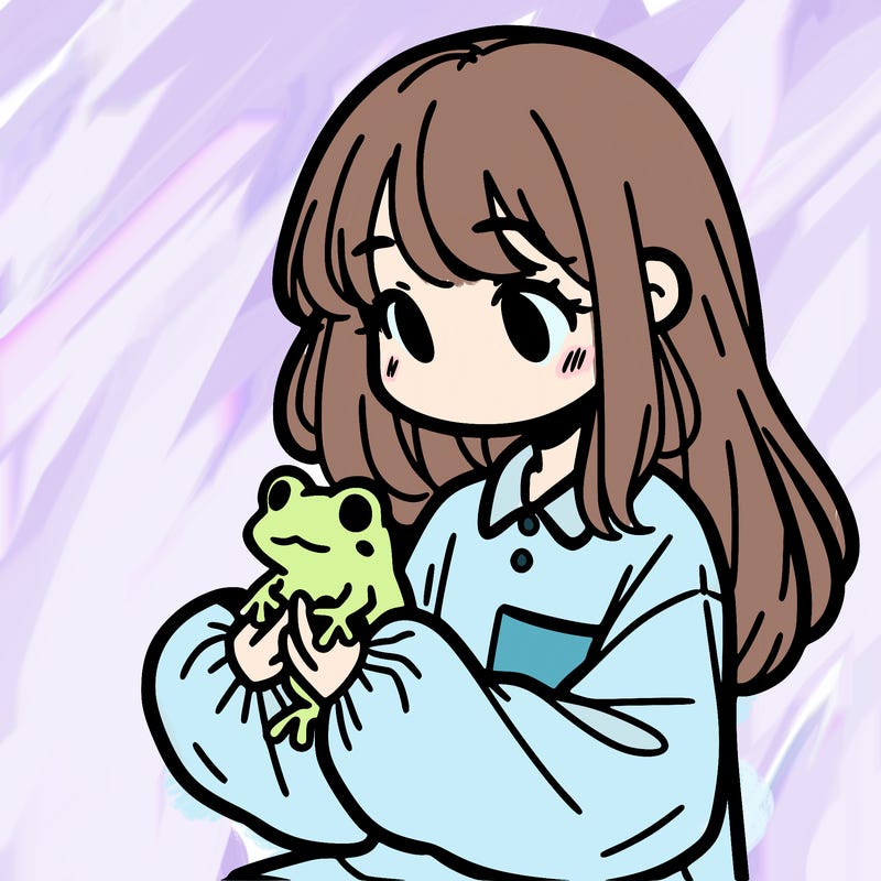 girl with long hair and a oversized shirt. and she is holding a frog