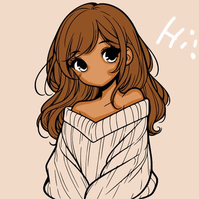 shy pretty girl wearing a sweater that is falling off one shoulder portrait