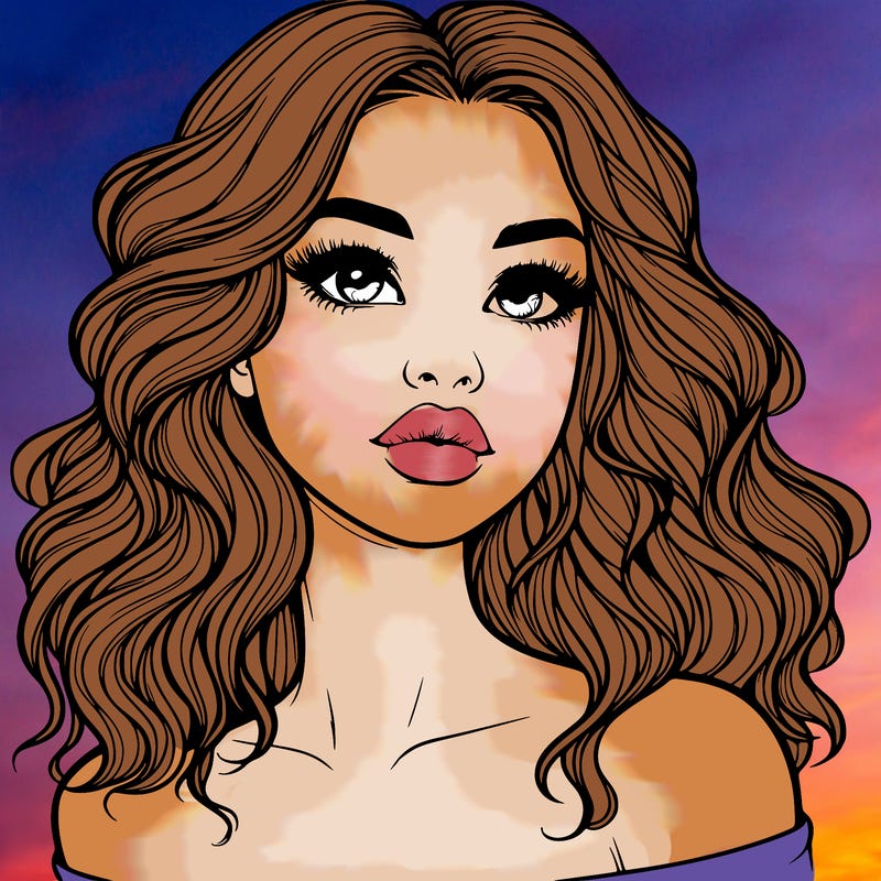 realistic girl with wavy hair and lips