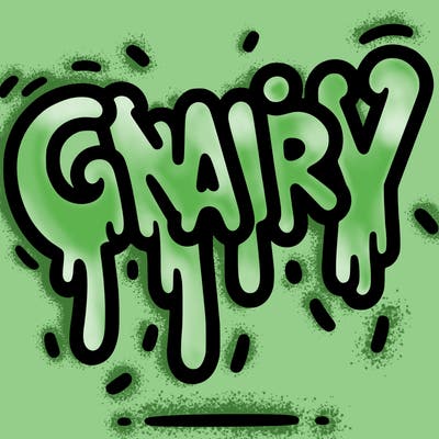a word that has gnarly on it dripping