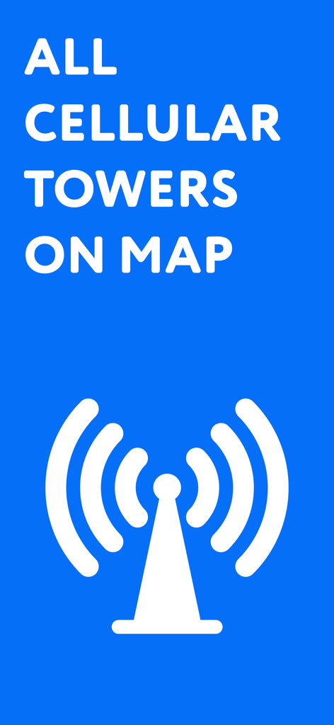 Gráfico azul que muestra el texto Todas las Torres Celulares en el Mapa con un icono blanco de torre de señal.