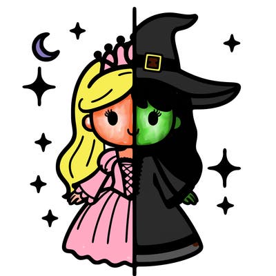 split princess and witch