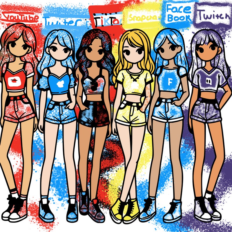 a group of girls wearing crop tops and shorts