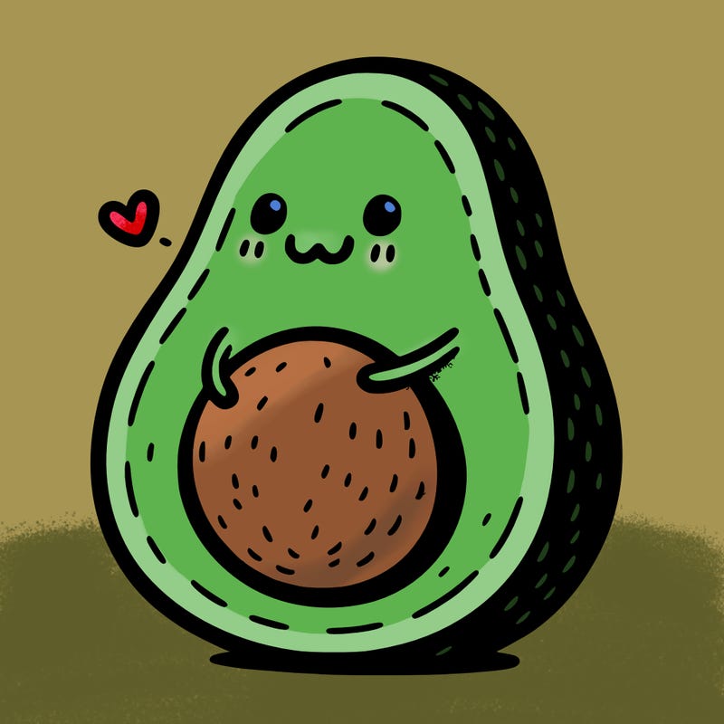 an avocado hugging an avocado
