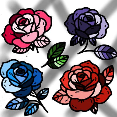 cute four pieces roses