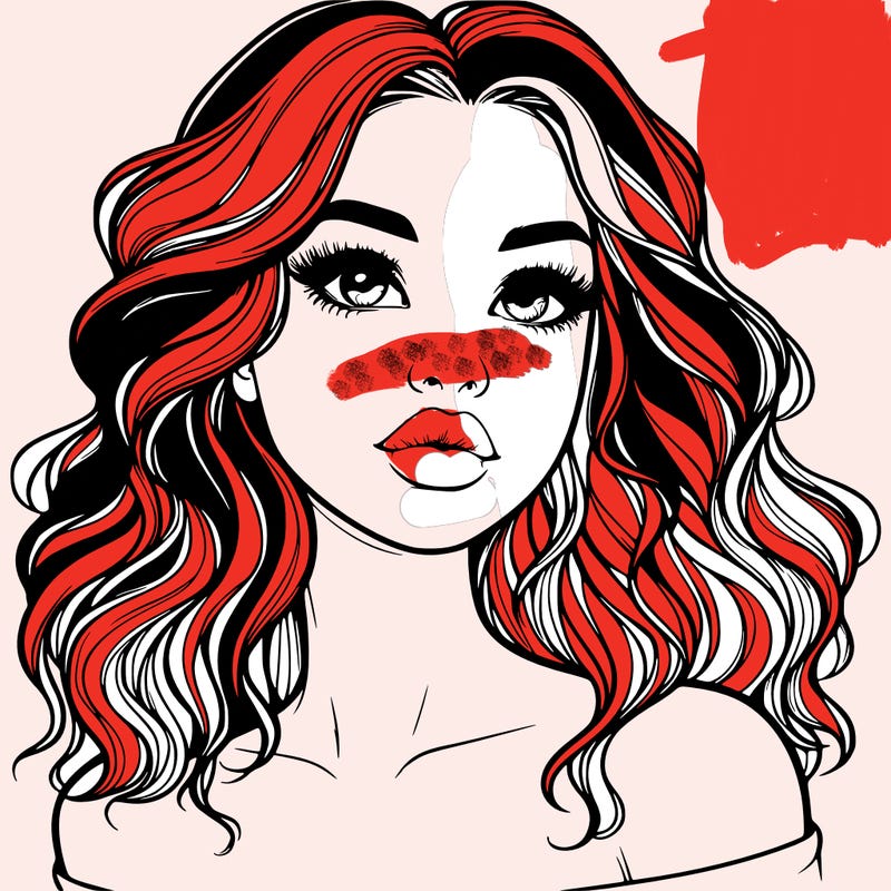 realistic girl with wavy hair and lips