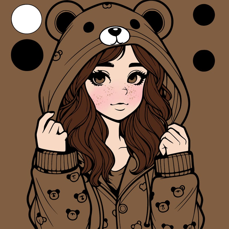 realistic girl in a animal pjs hoodie