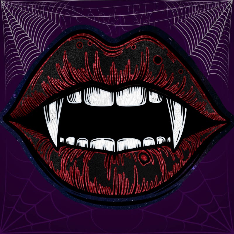 lips with vampire teeth