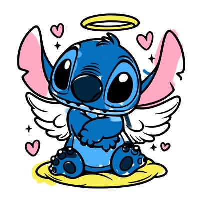 cute stitch hugging angel