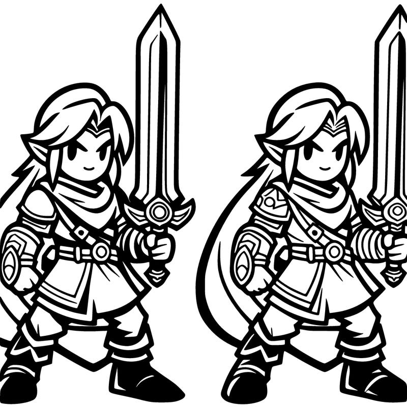 legend of zelda sword with link holding the sword