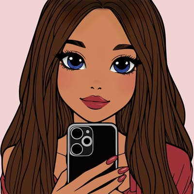 realistic girl with a phone