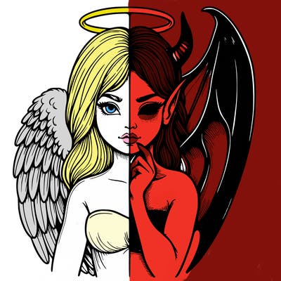 realistic angel half demon