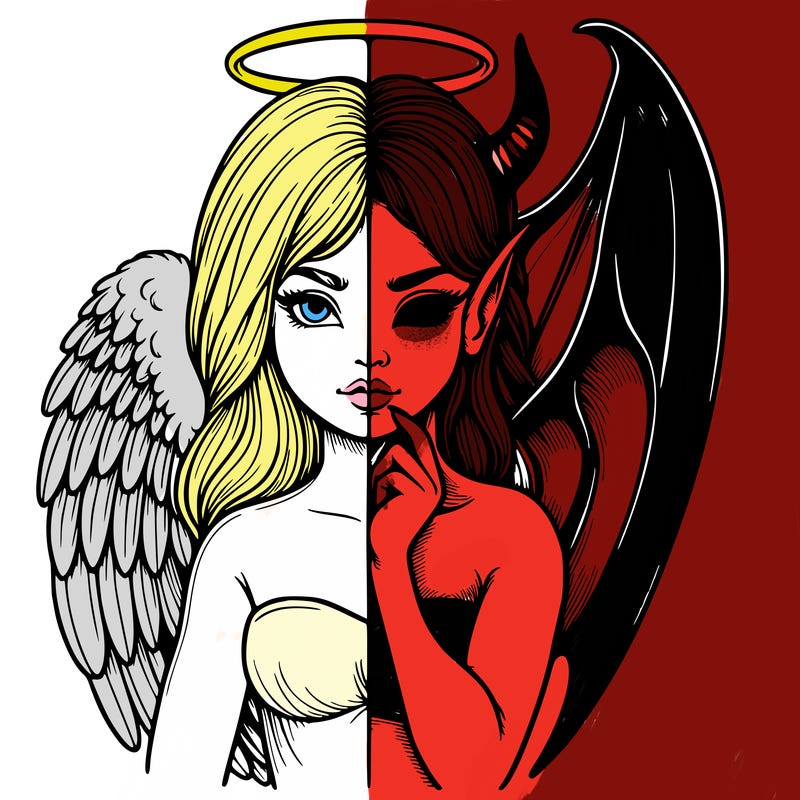 realistic angel half demon