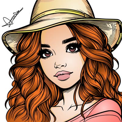 realistic girl with hat