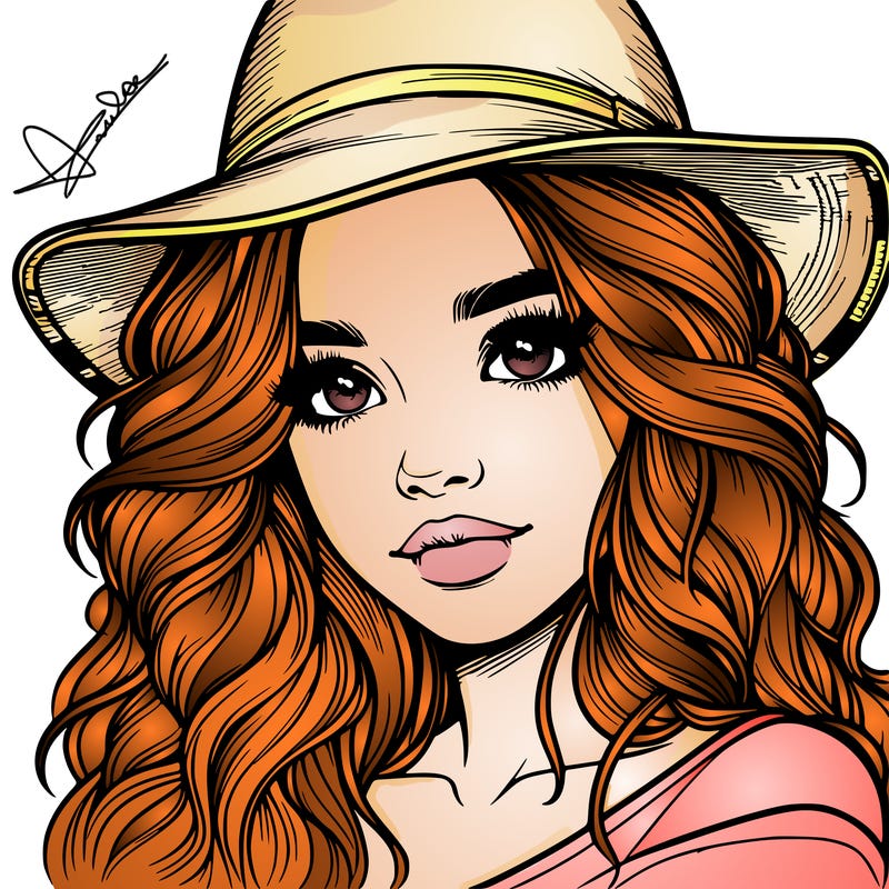 realistic girl with hat