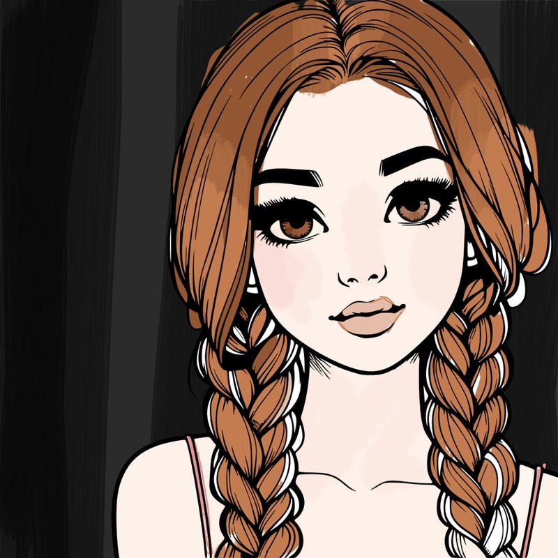 realistic girl with braids