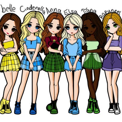 a group of girls realistic