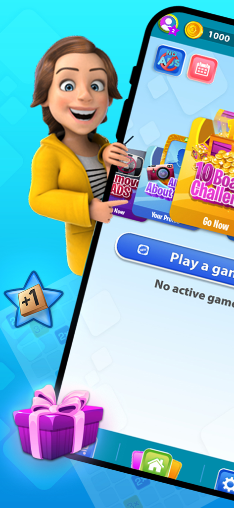 Mathable® - Mathable app home screen with a cartoon character pointing to gameplay options and rewards