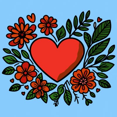 heart with flowers