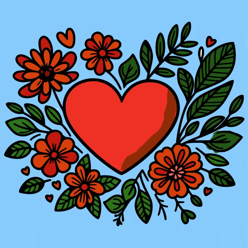 heart with flowers