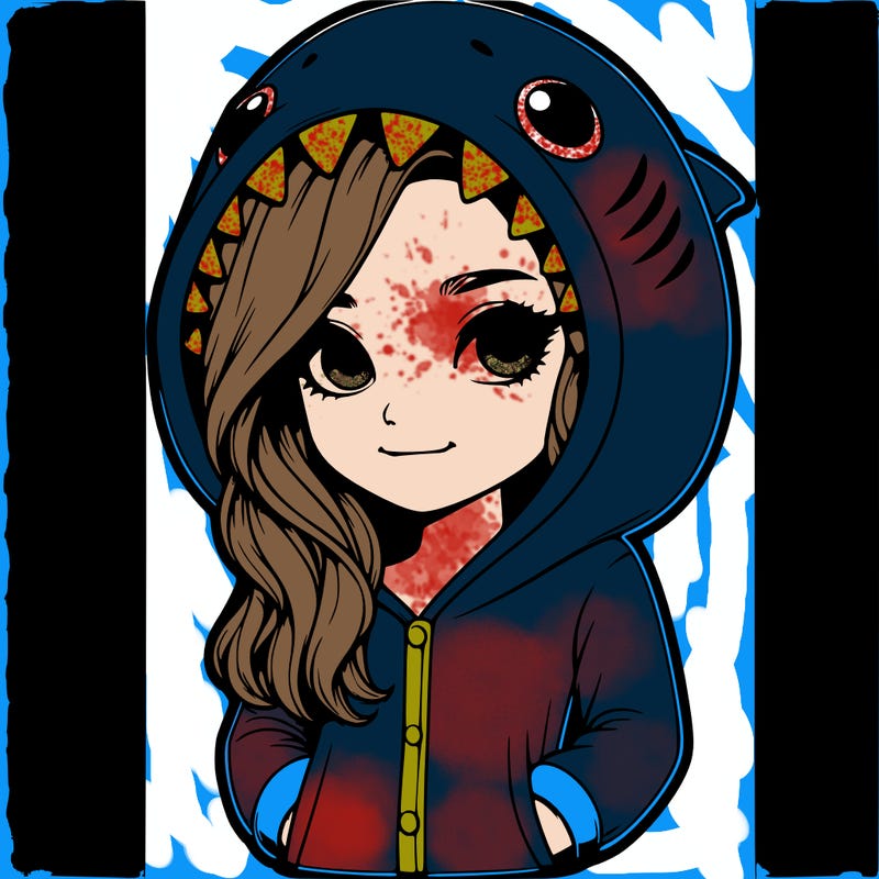 realistic girl in shark onesie