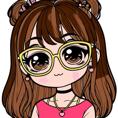 a realistic girl with cute glasses