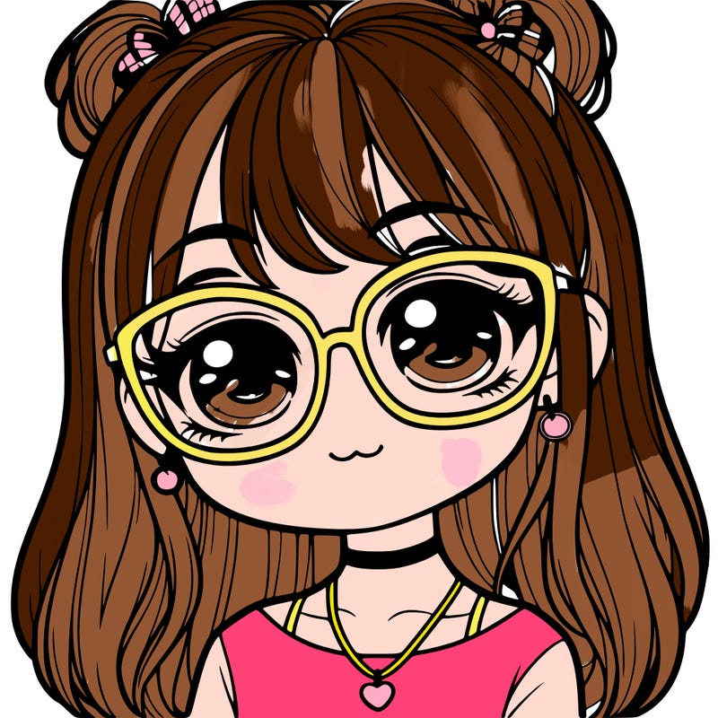 a realistic girl with cute glasses