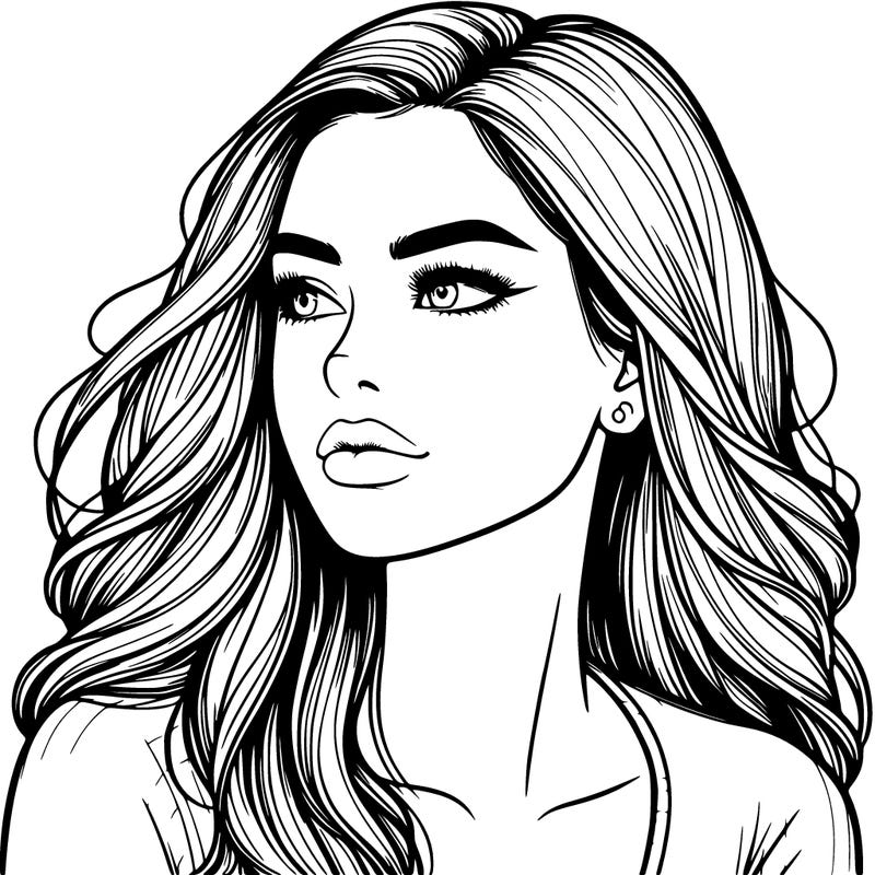 realistic pretty woman looking away