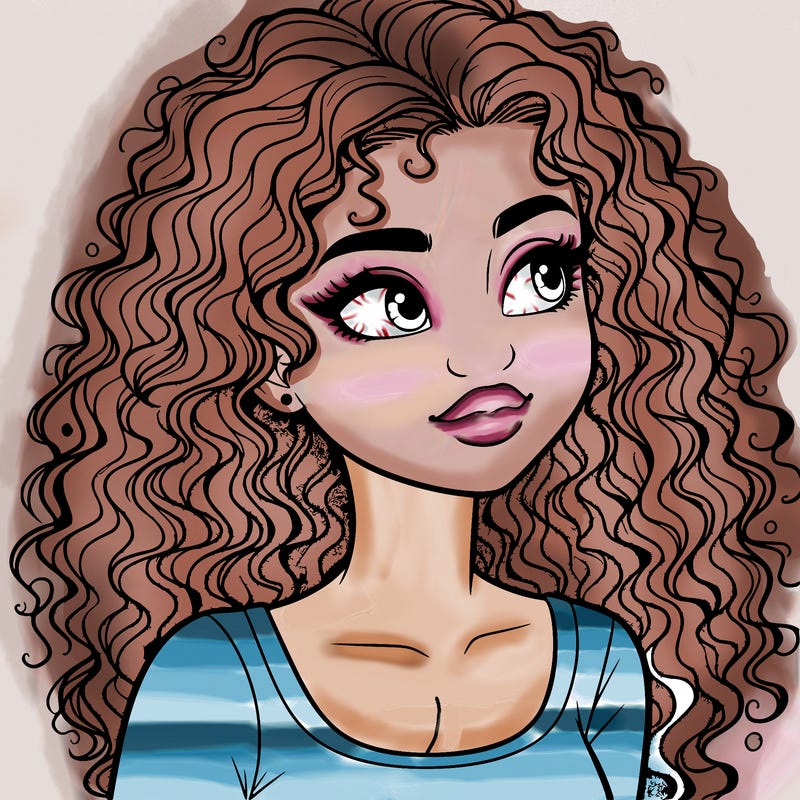 realistic girl with curly hair
