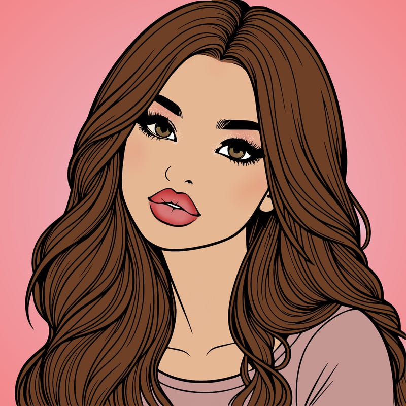 realistic girl with hair on her hair and lips