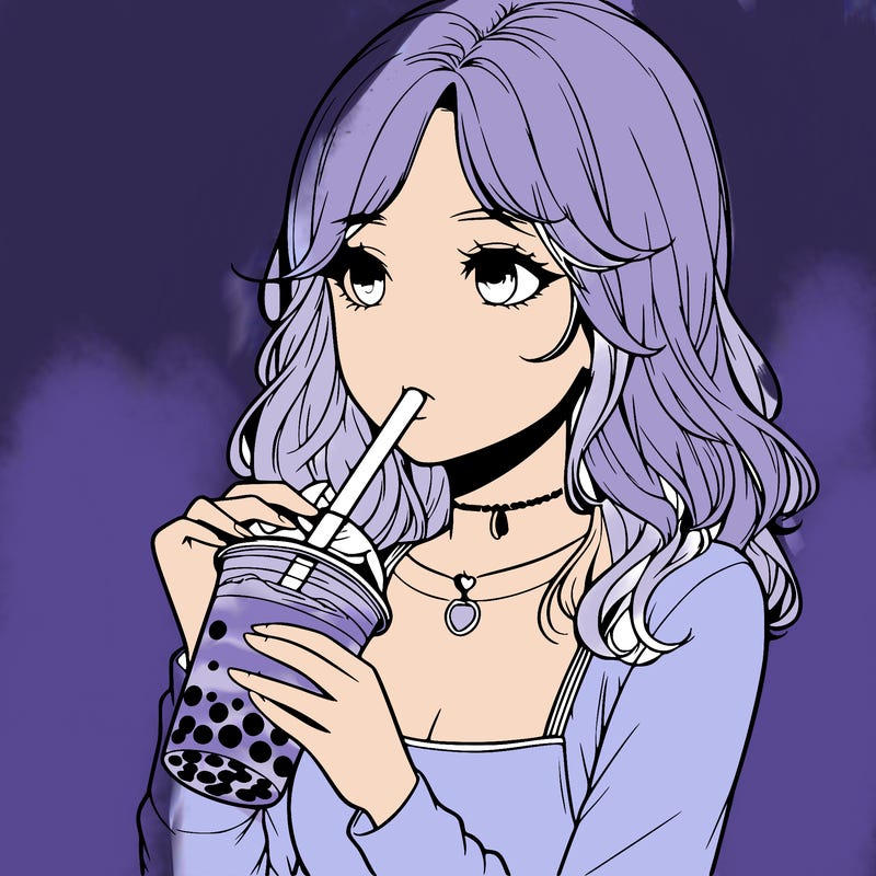 realistic girl drinking boba tea