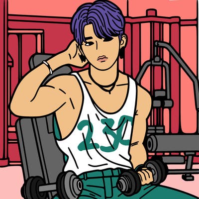 k-pop man at the gym