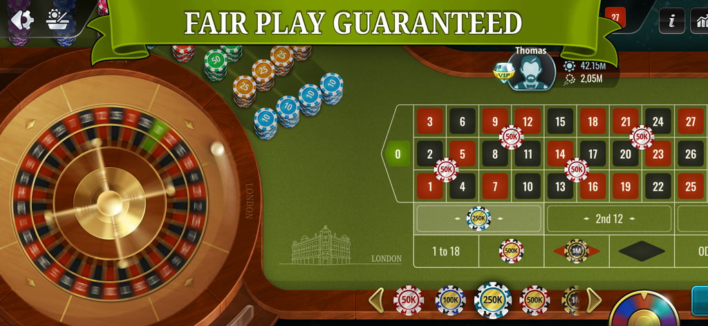 Roulette - Wheel of Fortune - Jugabilidad realista de un simulador de ruleta mostrando una rueda girando y fichas en una mesa de apuestas