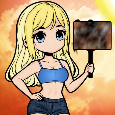 girl in a cute crop top holding a blank sign