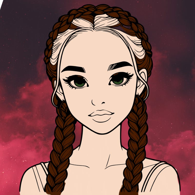 realistic girl with braids