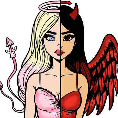 devil vs angel realistic girl