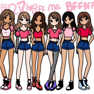 a group of girls wearing crop tops and shorts