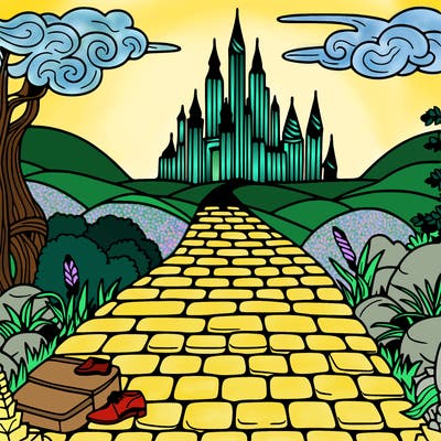 brick road leading to emerald city