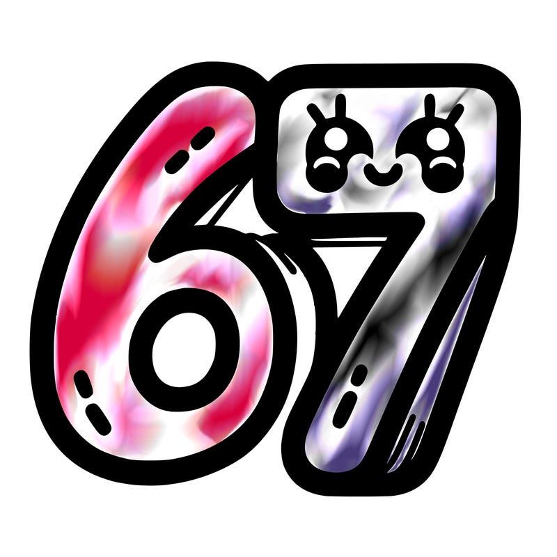 the numbers 67