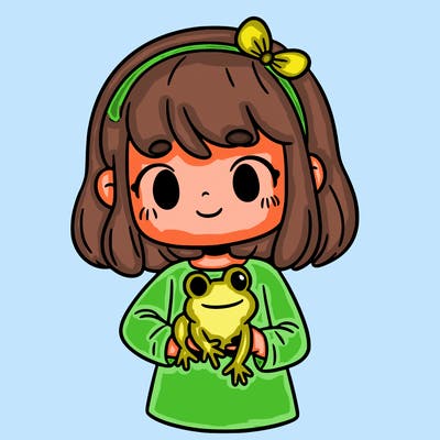 girl holding frog