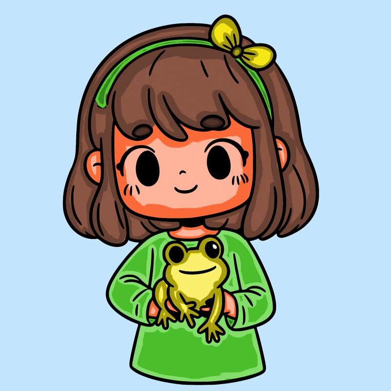 girl holding frog